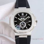 TW Factory V2 Patek Philippe Moon Nautilus 324 Copy Watch Greyish Black Dial &Rubber Strap